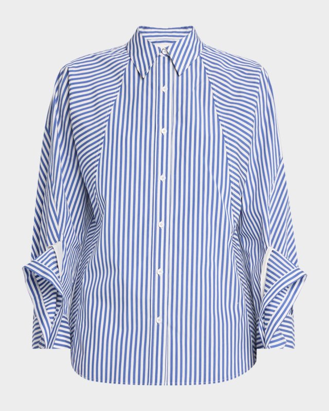 Stripe Draped-Sleeve Top